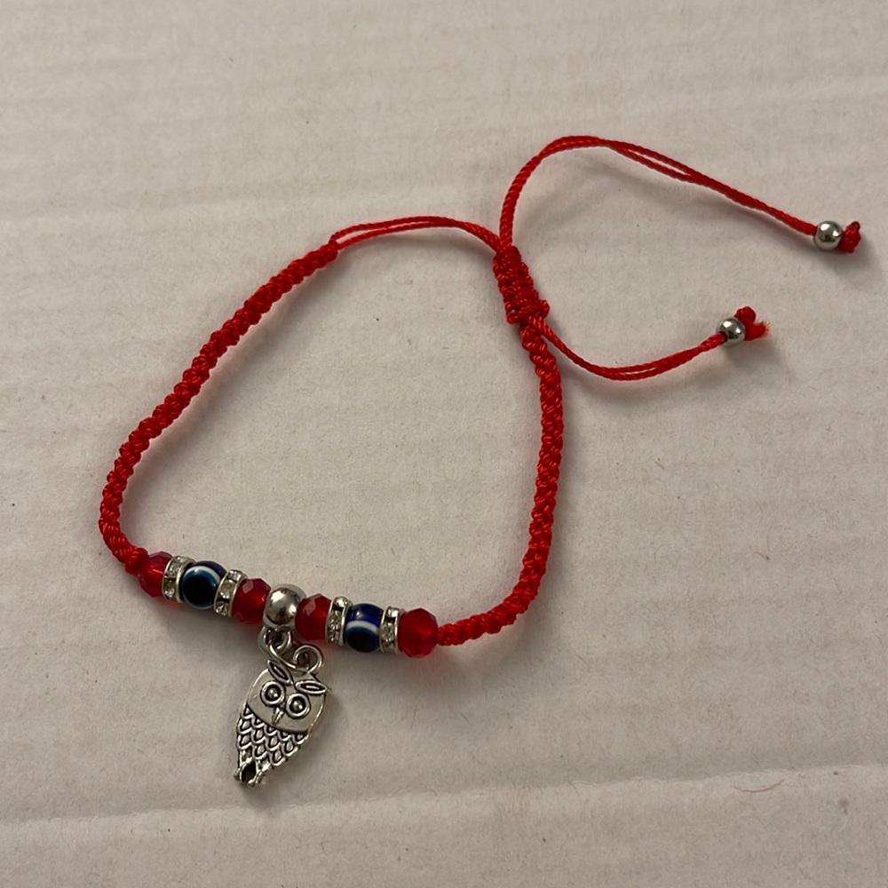 Cute Red Bracelet Owl Beads D21